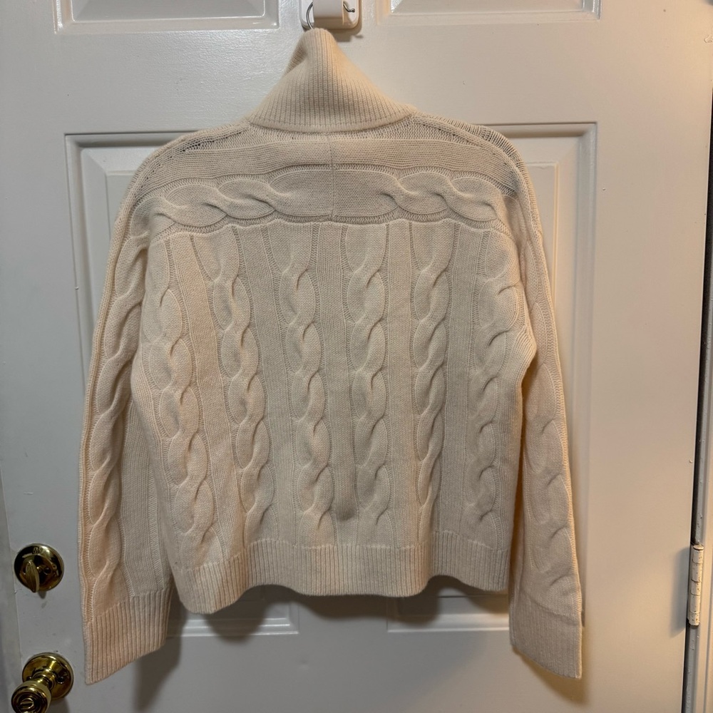 NWOT $168 Everlane THE CABLE HALF-ZIP Wool in Beige Size XS - Picture 8 of 12